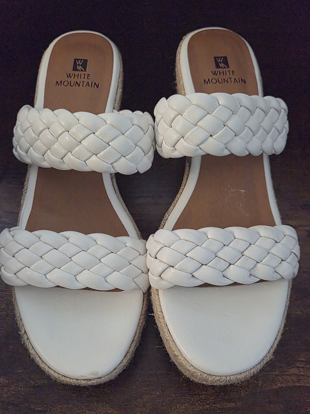 White Mountain Braided Double-Strap Slide Sandals in White